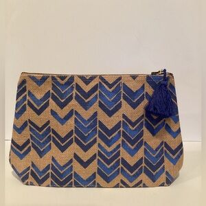 Neiman Marcus Limited Edition Handcrafted Word Fair Trade Canvas Cosmetic Bag